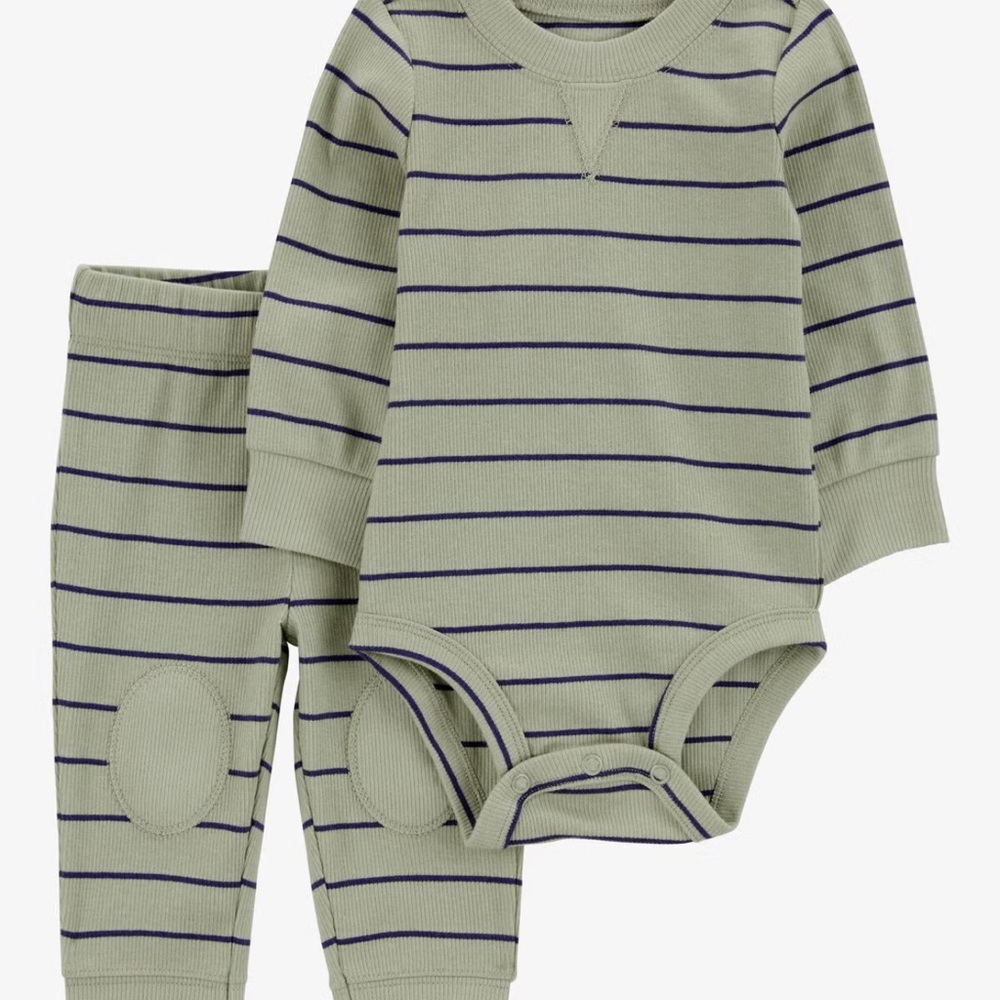 Baby 2-Piece Striped Bodysuit Pant Set With